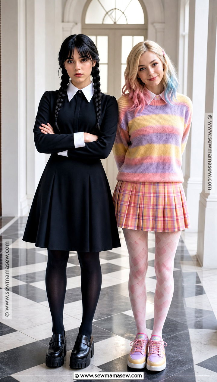 Wednesday And Enid Duo Costume - 40 Simple Couples Halloween Costume Ideas