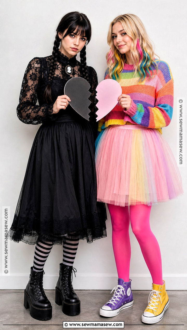 Wednesday And Enid Gothic Rainbow Costume - 30 Wednesday And Enid Costumes