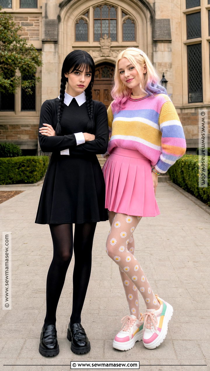 Wednesday And Enid School Costume - 30 cute halloween costumes duo