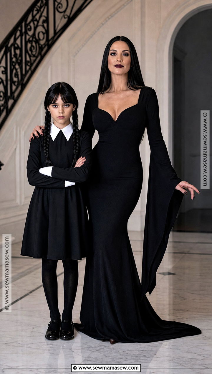 Wednesday And Morticia Addams Costume - 30 Brunette Duo Halloween Costumes