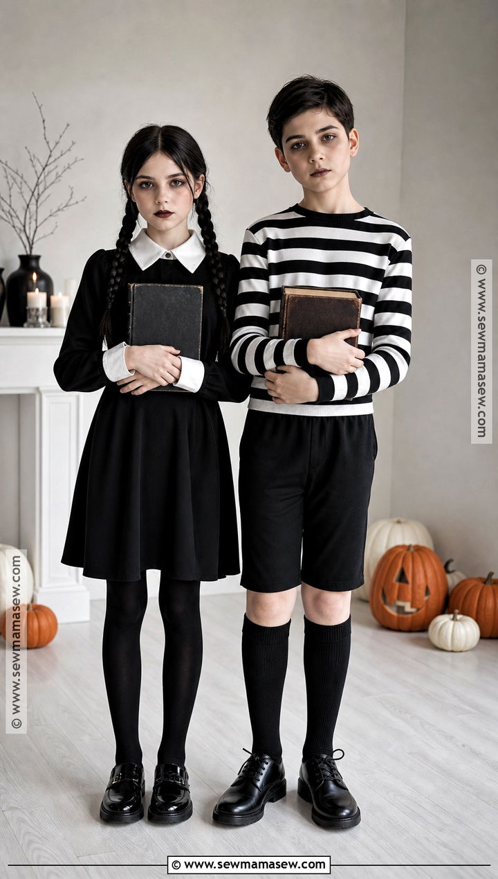 Wednesday And Pugsley Costume - 50 matching halloween costumes