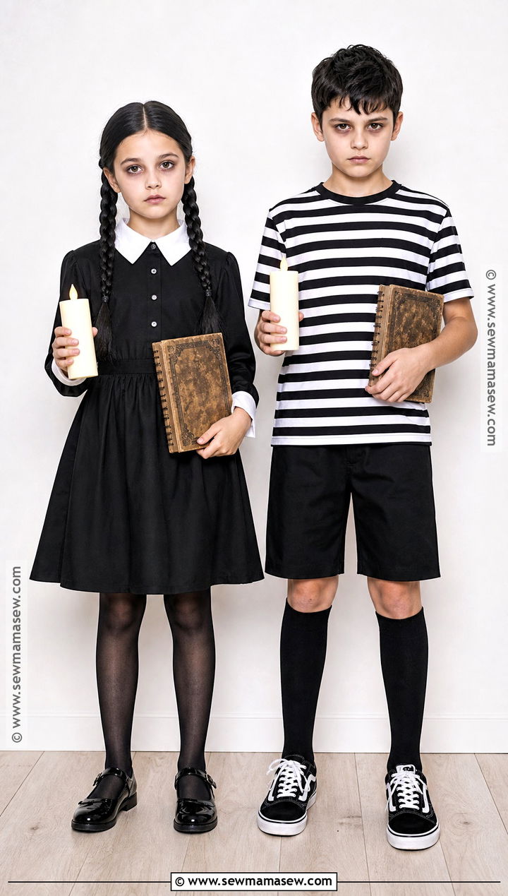 Wednesday And Pugsley Costume - 30 brother sister halloween costumes for kids