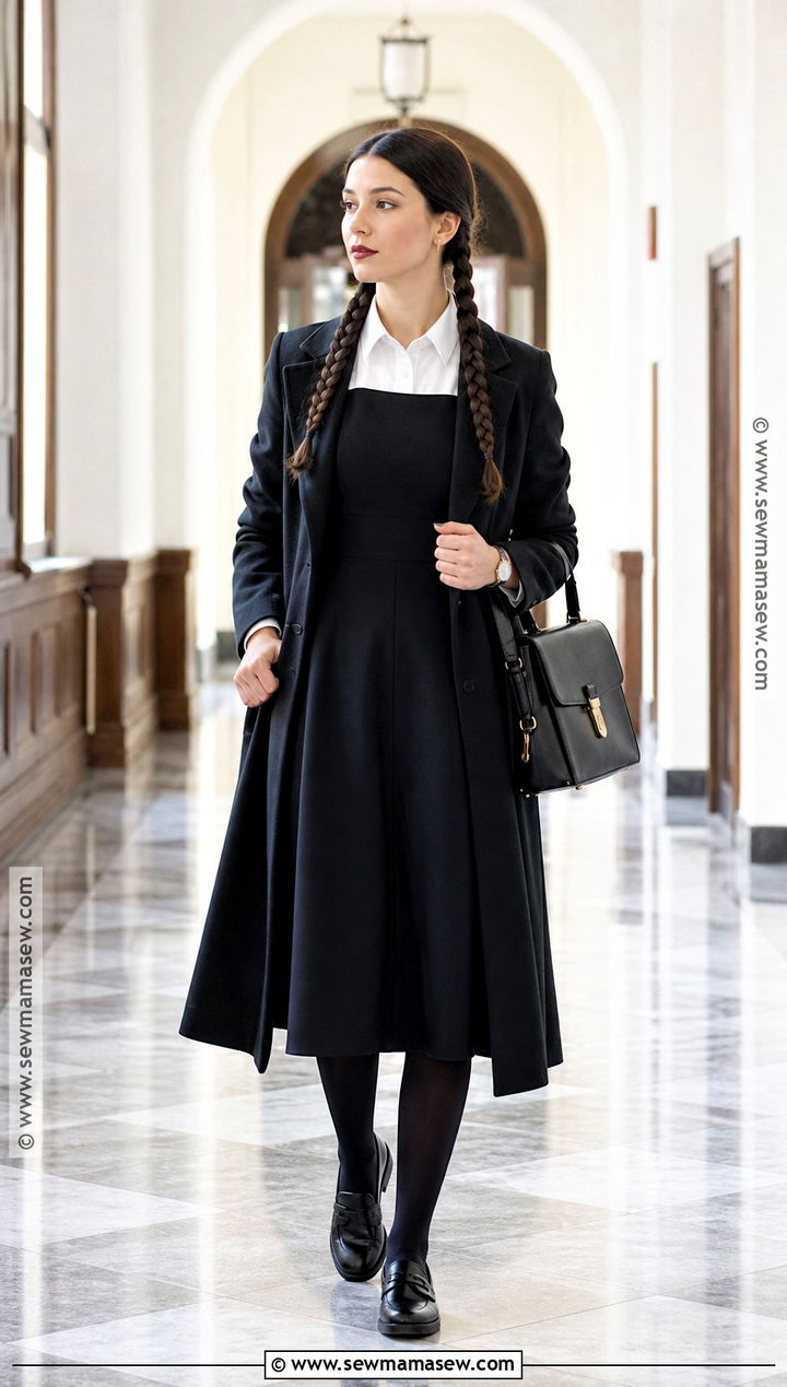 Wednesday Inspired Preppy Halloween Outfit - 30 Halloween Aesthetic Outfits
