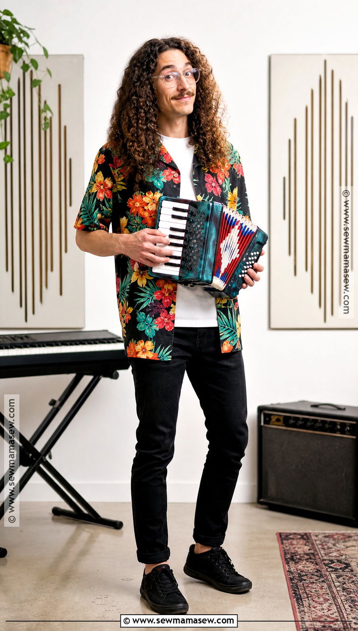 Weird Al Costume With Hawaiian Shirt - 30 curly hair costumes