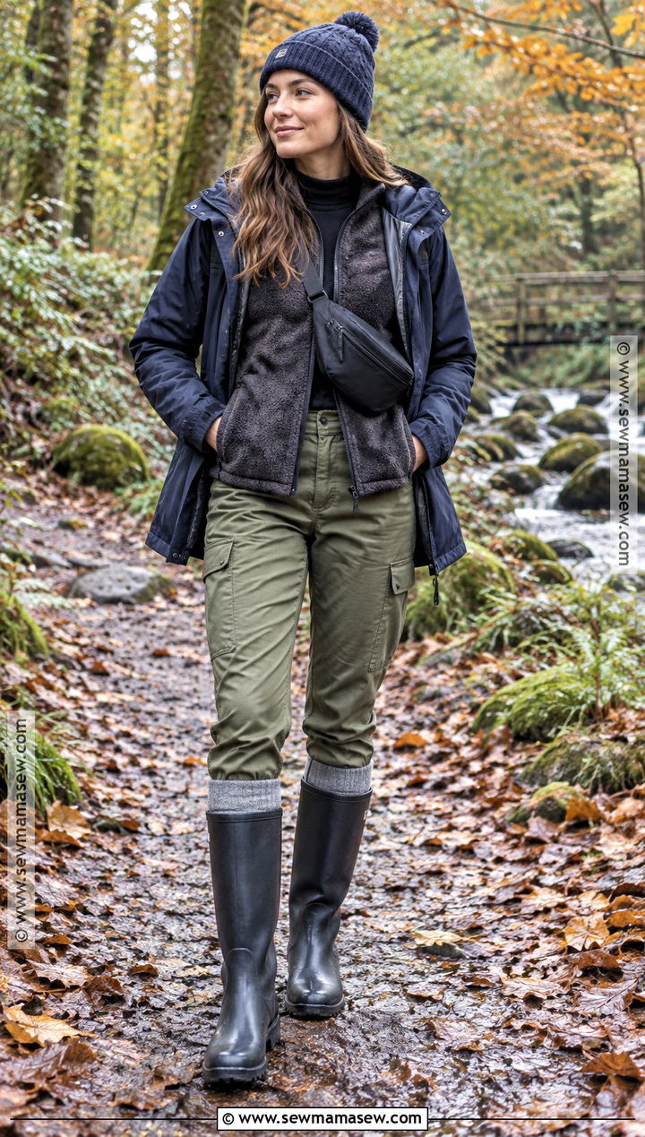 Wellies With Cargo Pants And Waterproof Parka - 15 wellies outfit autumn ideas