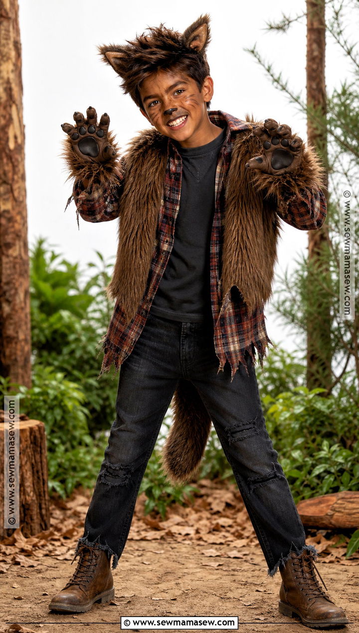 Werewolf Costume With Faux Fur Vest - 30 Halloween Dress Up Ideas