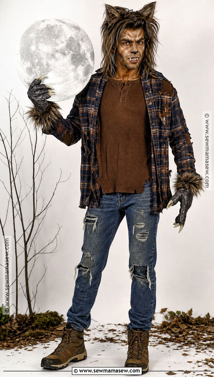 Werewolf Costume With Plaid Shirt - 45 scary costumes