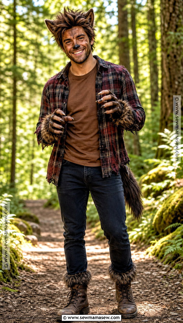 Werewolf Costume With Plaid Shirt - 30 Simple Halloween Costumes for Men
