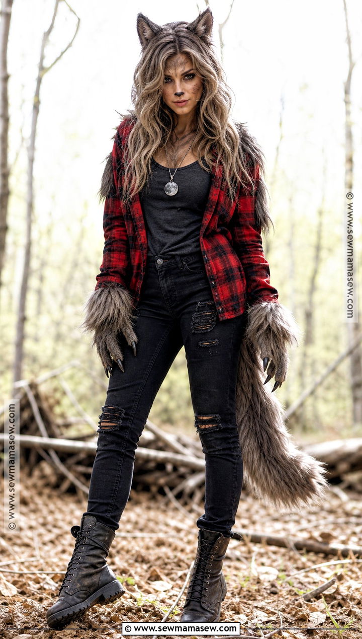 Werewolf Costume With Plaid Shirt - 30 Wolf Halloween Costume Ideas for Women