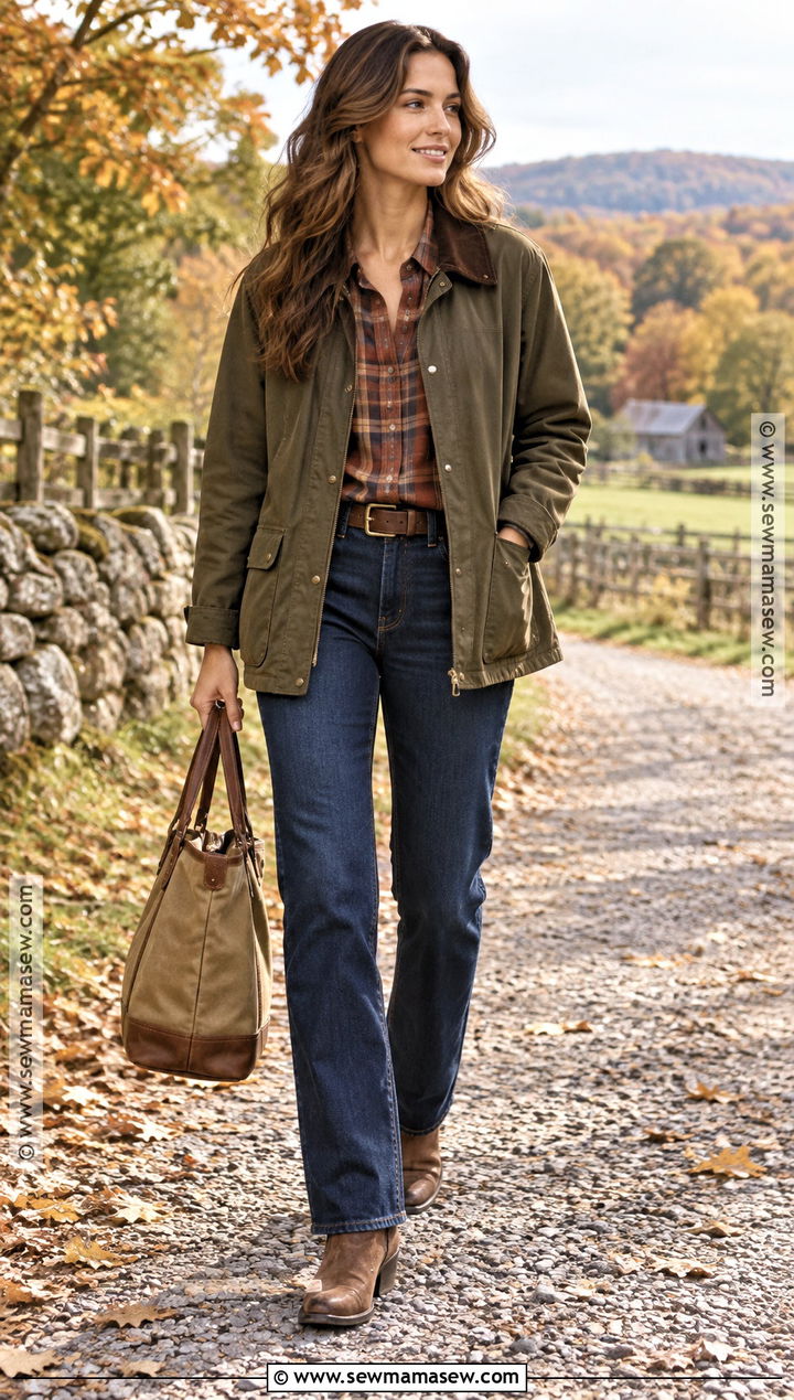 Western Barn Jacket and Dark Denim Outfit - 20 Cute Western Fall Outfits