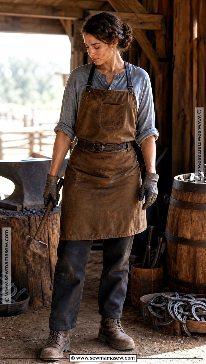 Western Blacksmith Costume With Canvas Apron - 30 wild west costume ideas for women