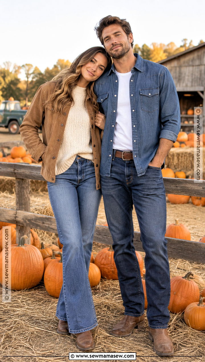 Western Boots And Denim Couple Outfit - 25 pumpkin patch outfit ideas for couples