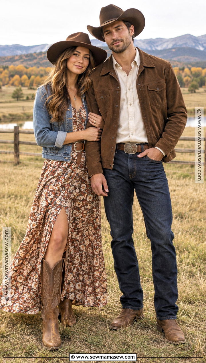 Western Boots And Denim Fall Couple Outfit - 15 fall outfit ideas for couple pictures