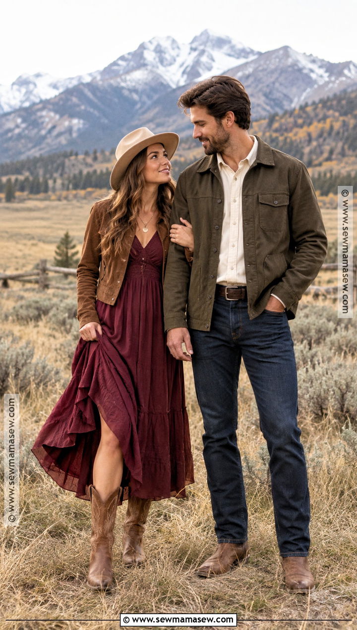 Western Boots Fall Mountain Engagement Outfit - 15 engagement photos outfits fall mountains
