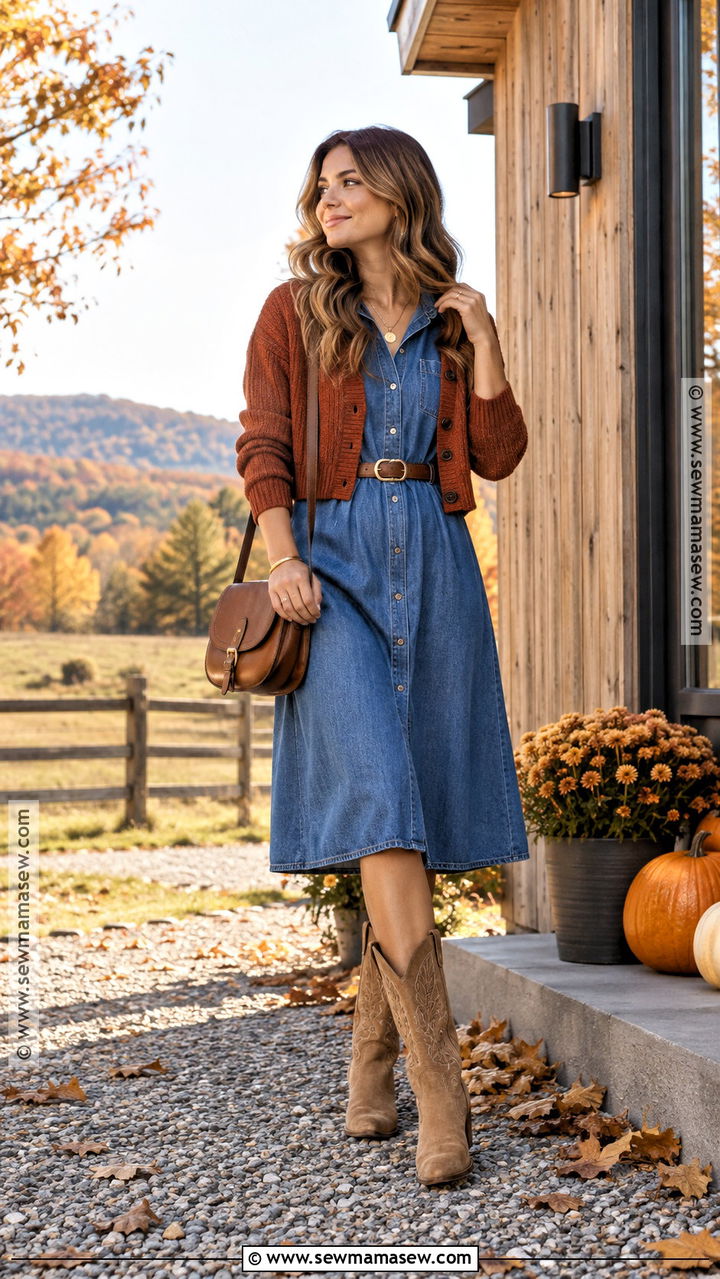 Western Boots With Denim Dress - 20 fall women shoes