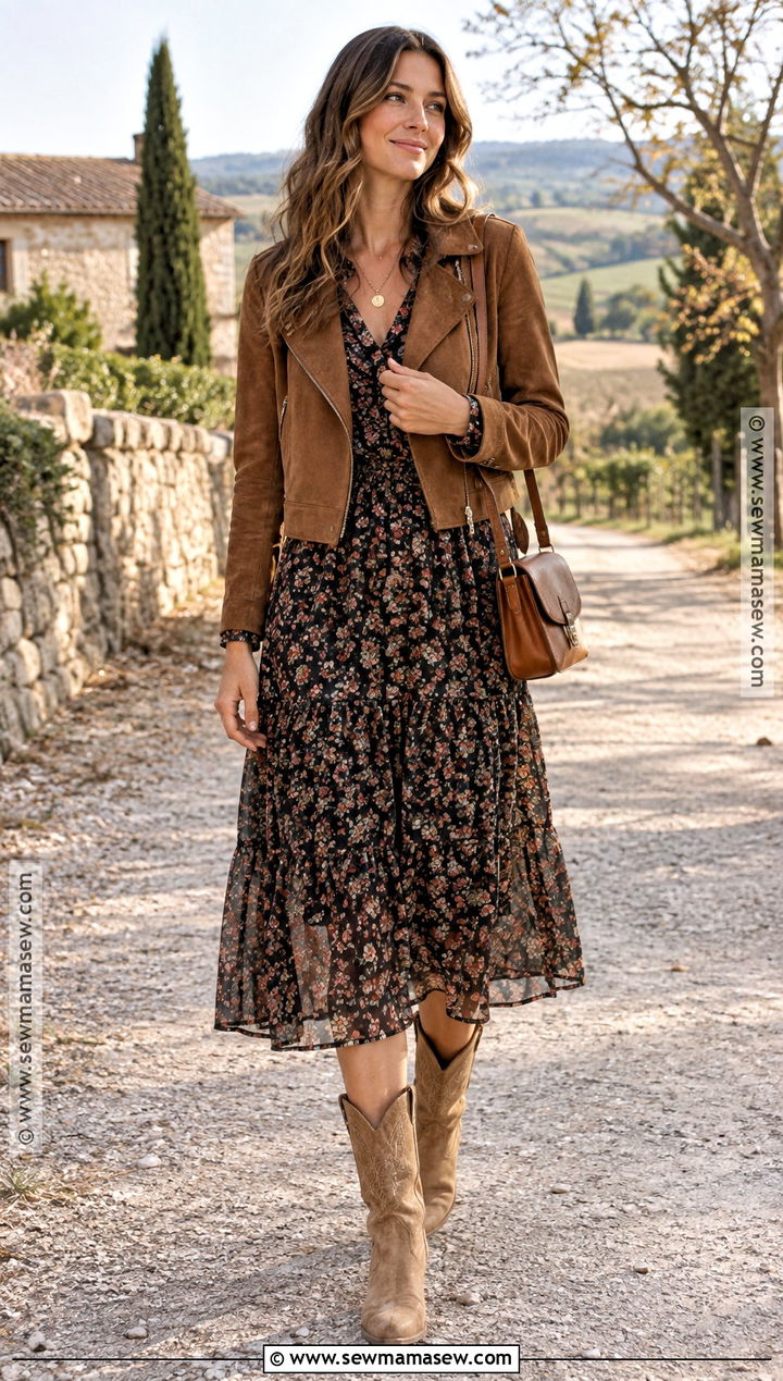 Western Boots With Floral Midi Dress - 15 shoes with midi dress fall