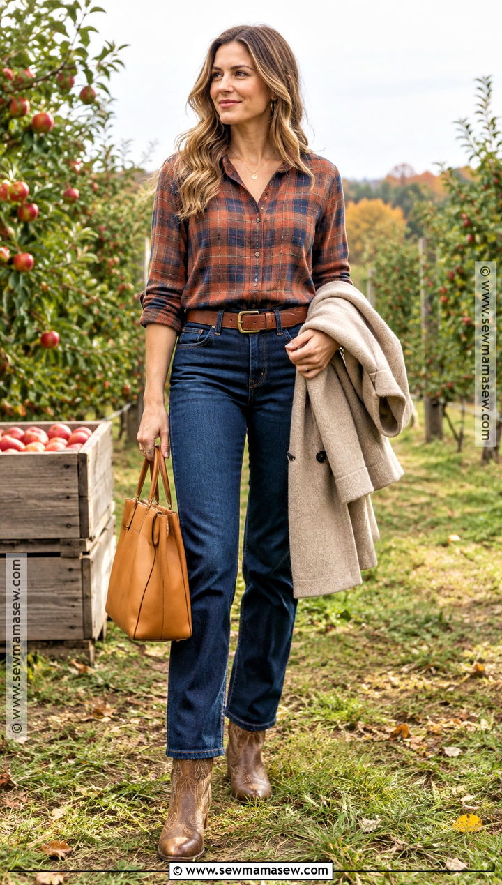 Western Boots With Plaid Shirt And Jeans - 20 western boots outfit fall