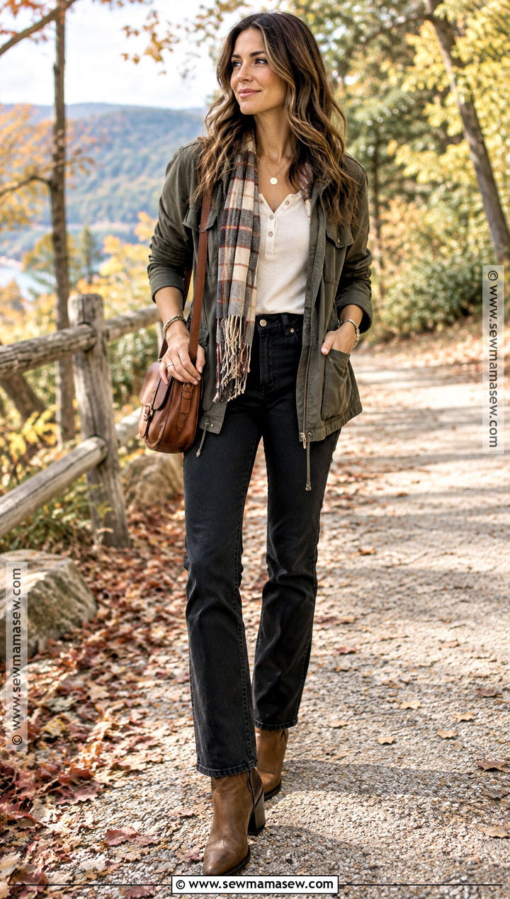 Western Boots With Utility Jacket And Black Jeans - 20 western boots outfit fall
