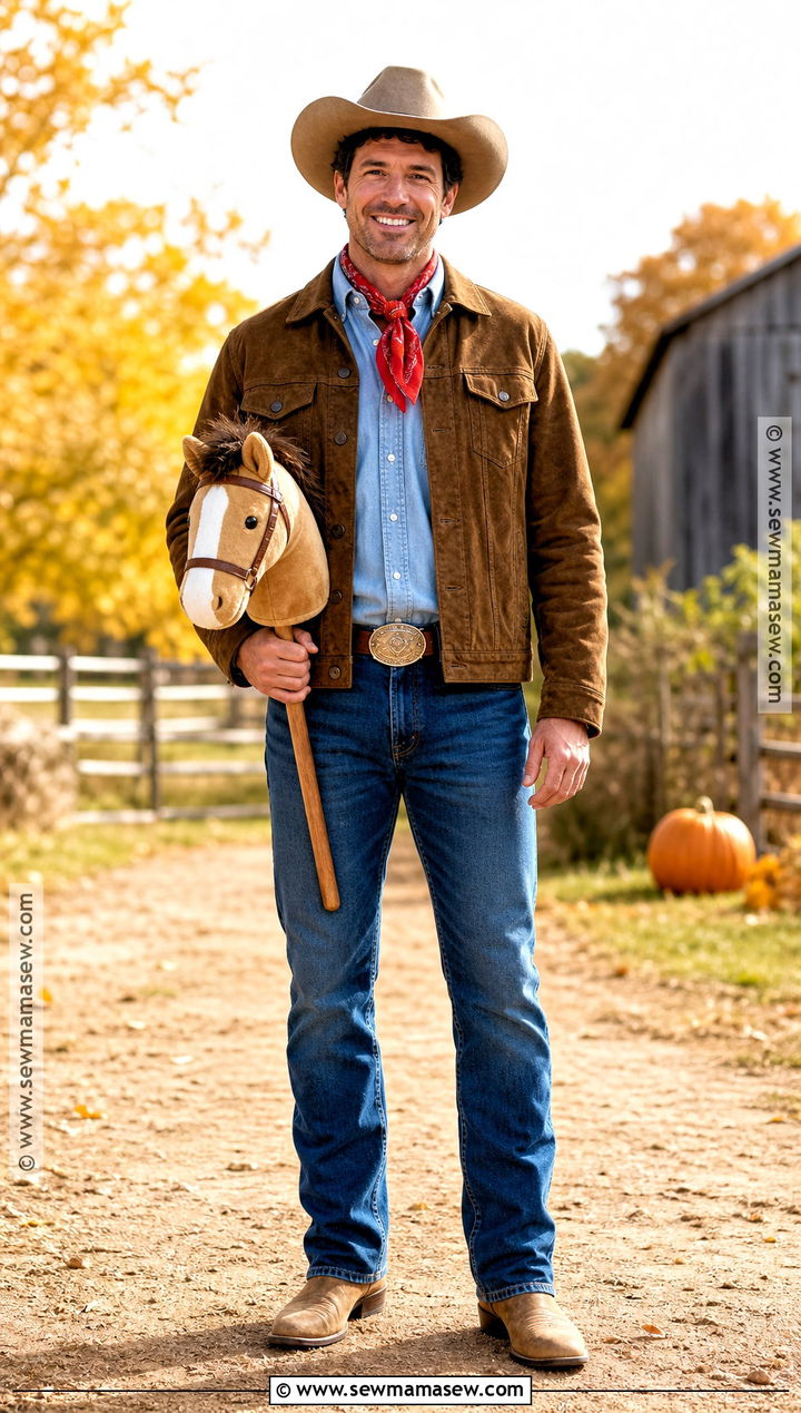 Western Cowboy Costume With Denim Jacket - 45 mens halloween costumes