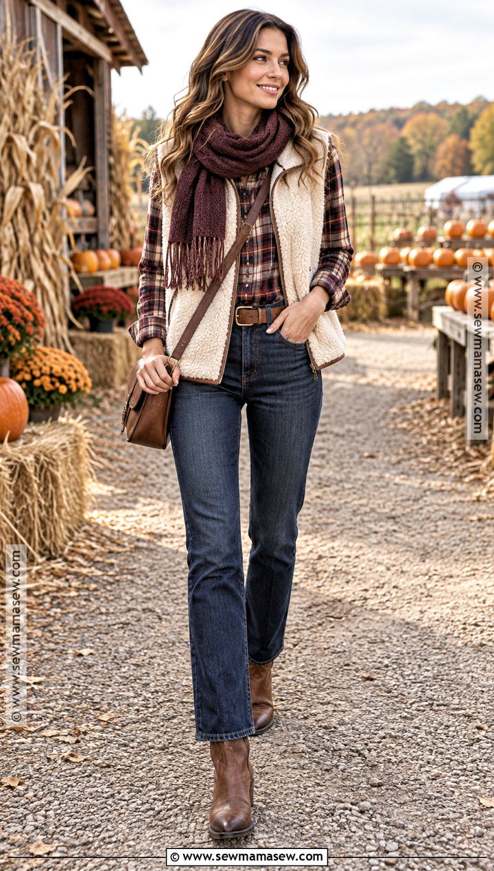 Western Fall Outfit With Sherpa Vest - 25 western fall outfits