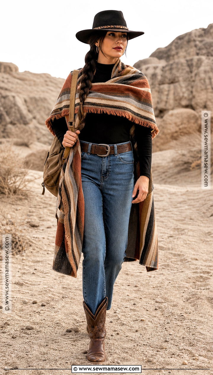 Western Poncho Cowboy Costume - 30 Cowboy Halloween Costume Ideas for Women
