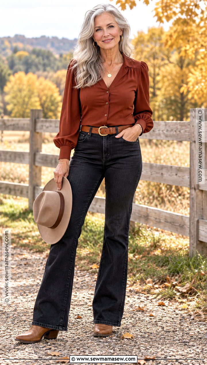 Western Senior Picture Outfit With Black Jeans - 15 Western Senior Pictures Outfit Fall Ideas