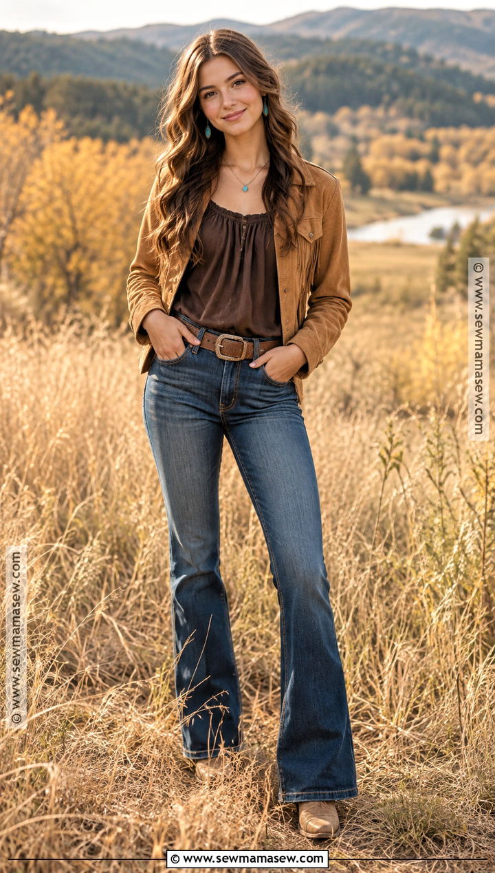 Western Senior Picture Outfit With Turquoise Accents - 15 Western Senior Pictures Outfit Fall Ideas