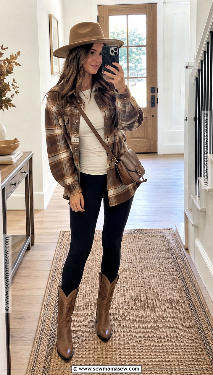 Western Shacket and Leggings Outfit - 15 Western Inspired Fall Outfits