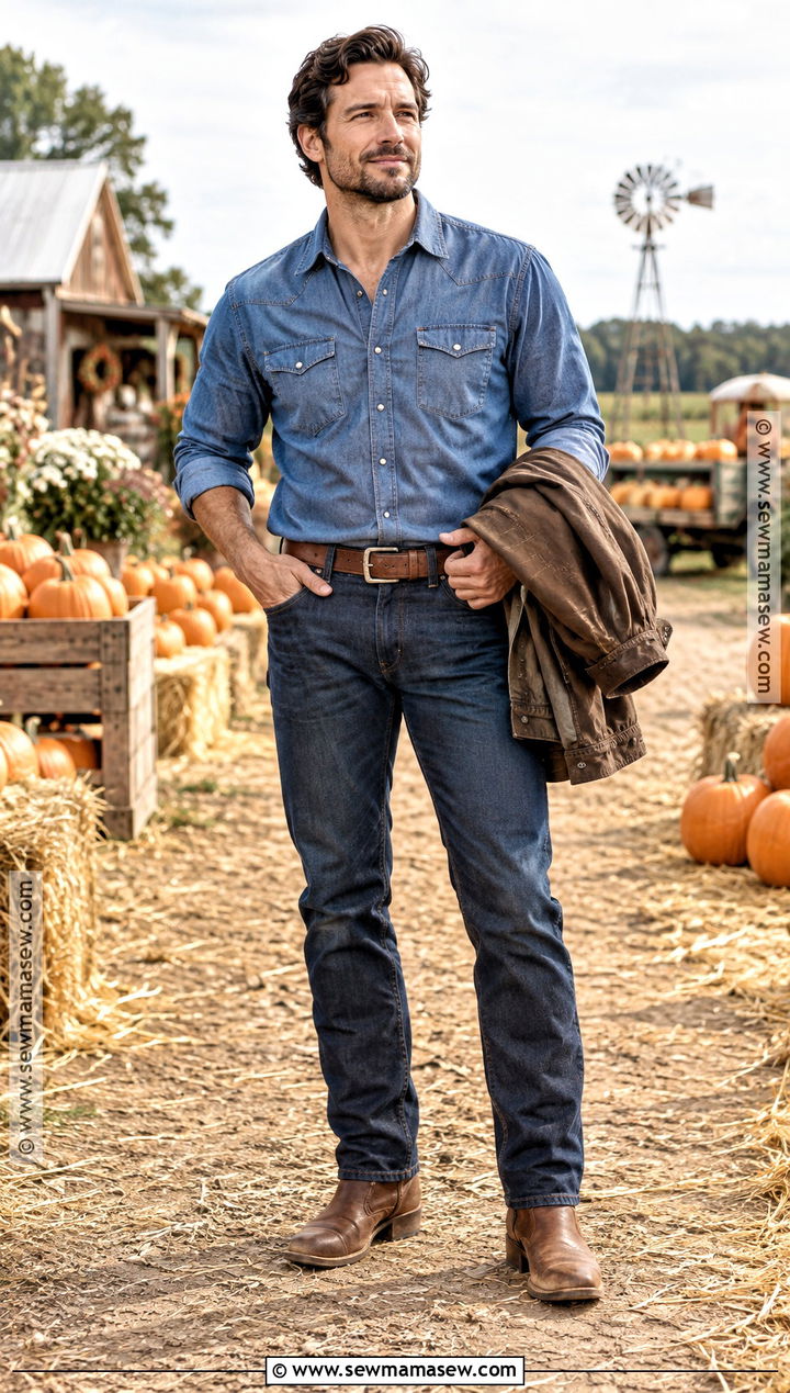 Western Shirt Pumpkin Patch Outfit - 25 pumpkin patch outfit ideas for men