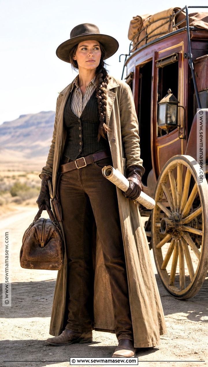 Western Stagecoach Driver Costume With Duster Coat - 30 wild west costume ideas for women