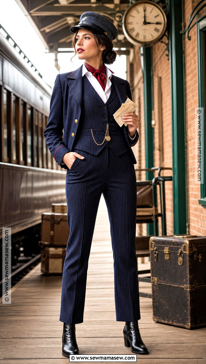 Western Train Conductor Costume With Pocket Watch - 30 wild west costume ideas for women