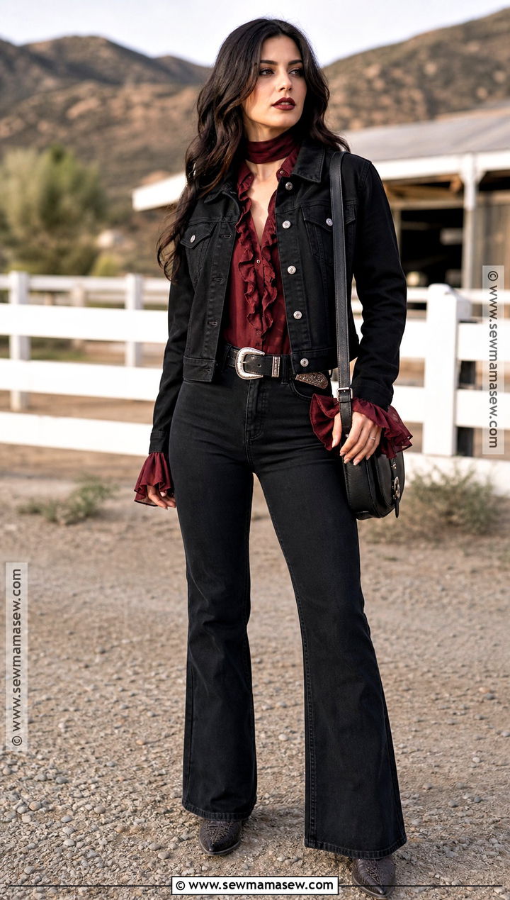 Western Vampire Outfit With Black Denim - 30 female vampire outfit ideas