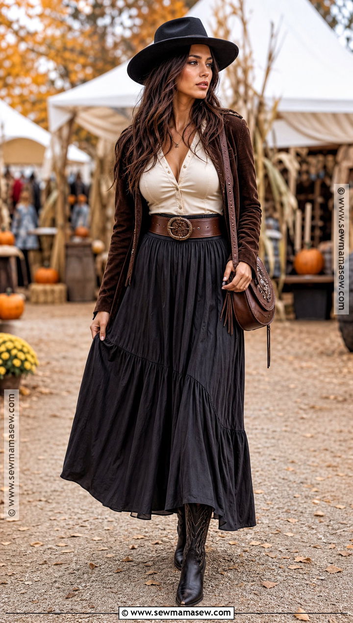 Western Witch Outfit With Maxi Skirt - 50 witch outfit ideas