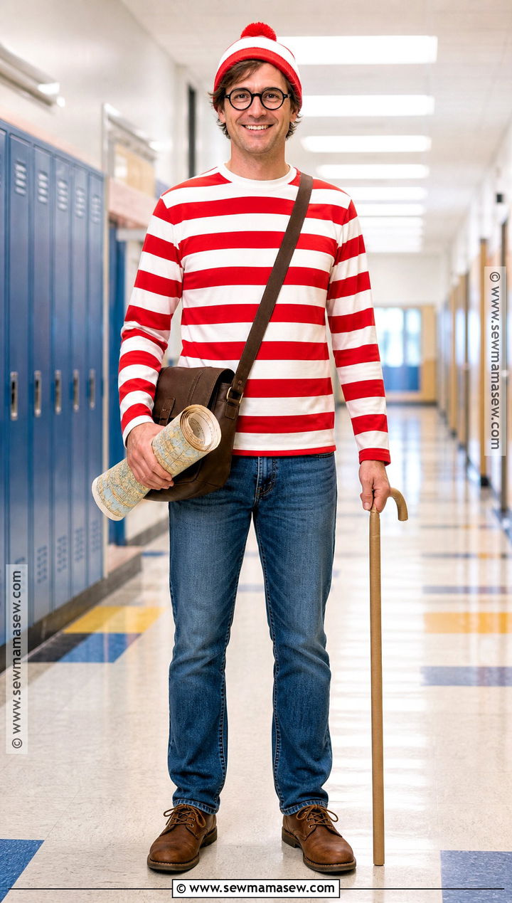Wheres Waldo Costume With Striped Shirt - 30 teacher book week costume ideas