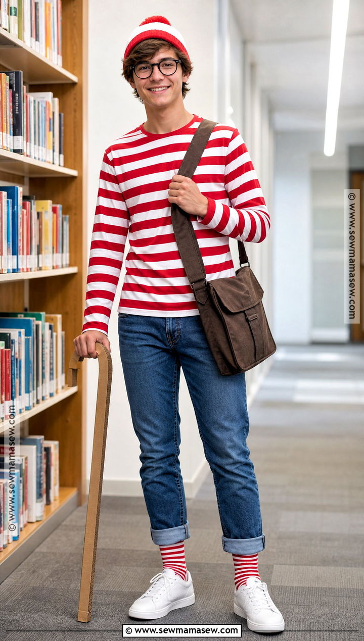 Wheres Waldo Costume With Striped Shirt - 35 book character dress up ideas