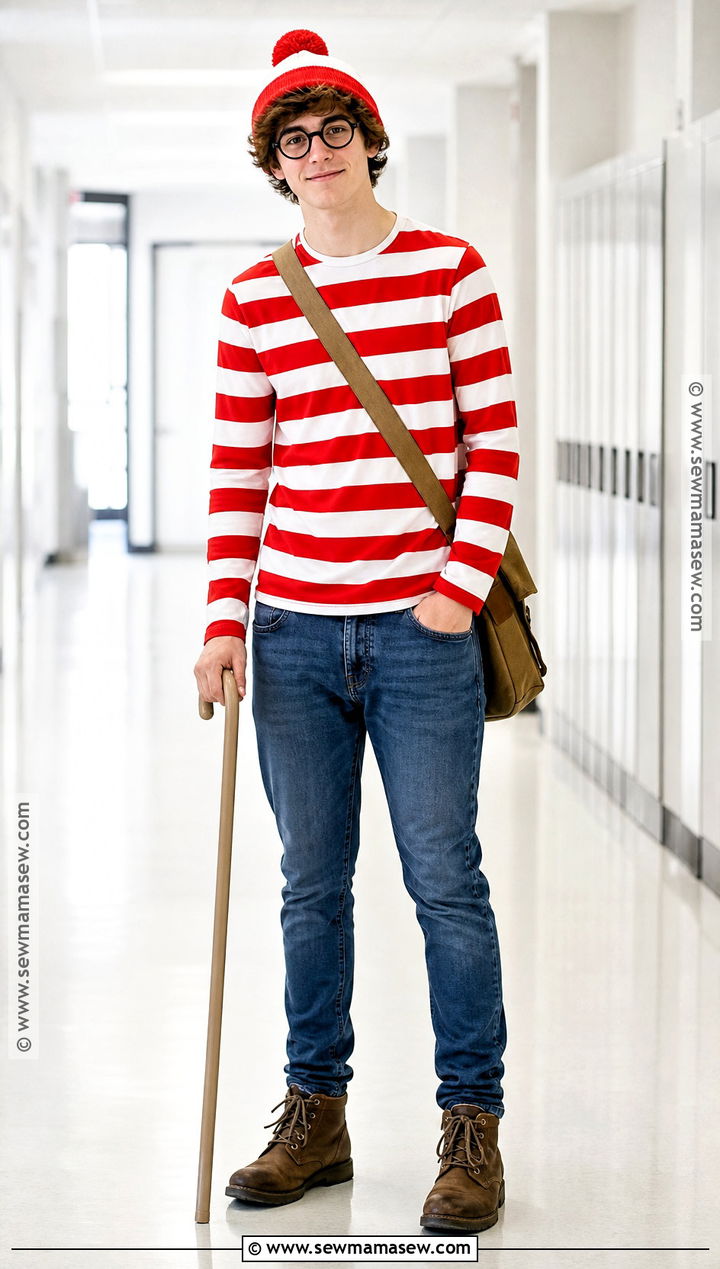 Wheres Waldo Costume With Striped Shirt - 30 book character dress up day ideas