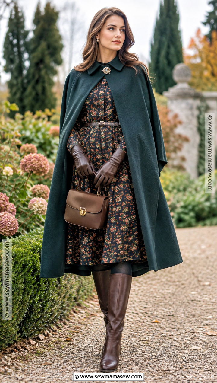 Whimsical Fall Cape And Dress Outfit - 20 Fall Outfits Whimsical