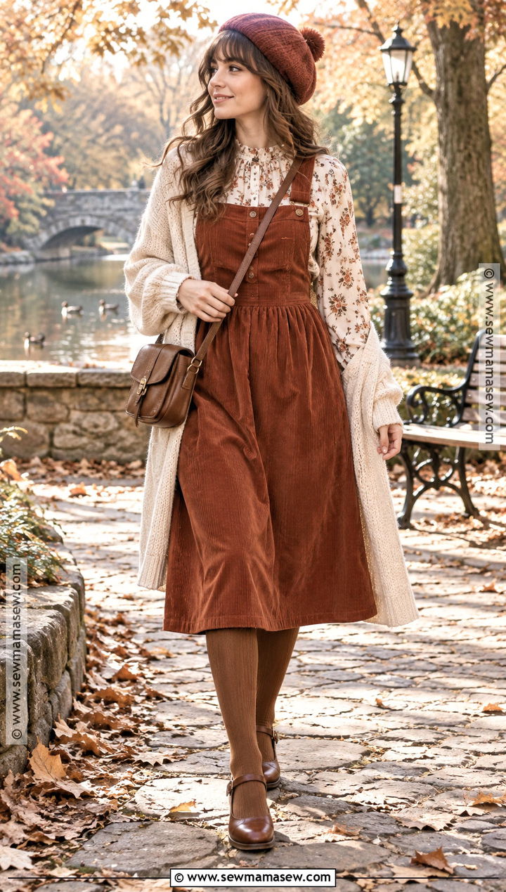 Whimsical Fall Corduroy Pinafore Outfit - 20 Fall Outfits Whimsical