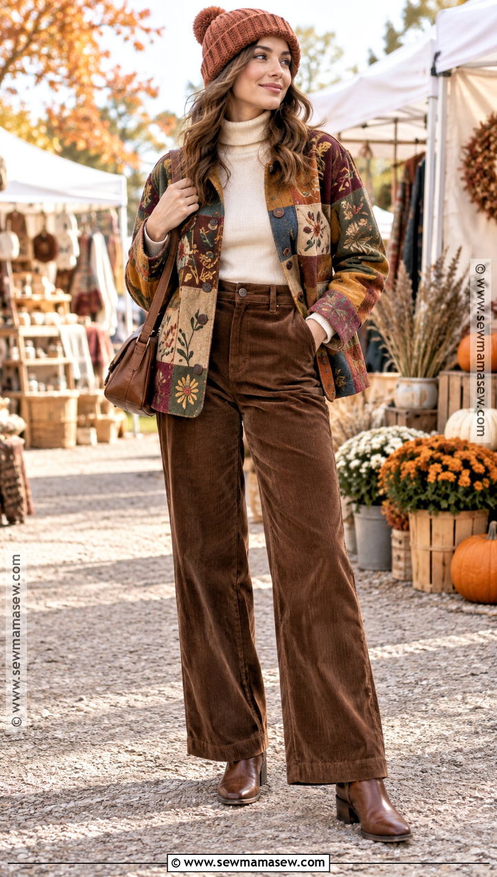 Whimsical Fall Patchwork Jacket Outfit - 20 Fall Outfits Whimsical