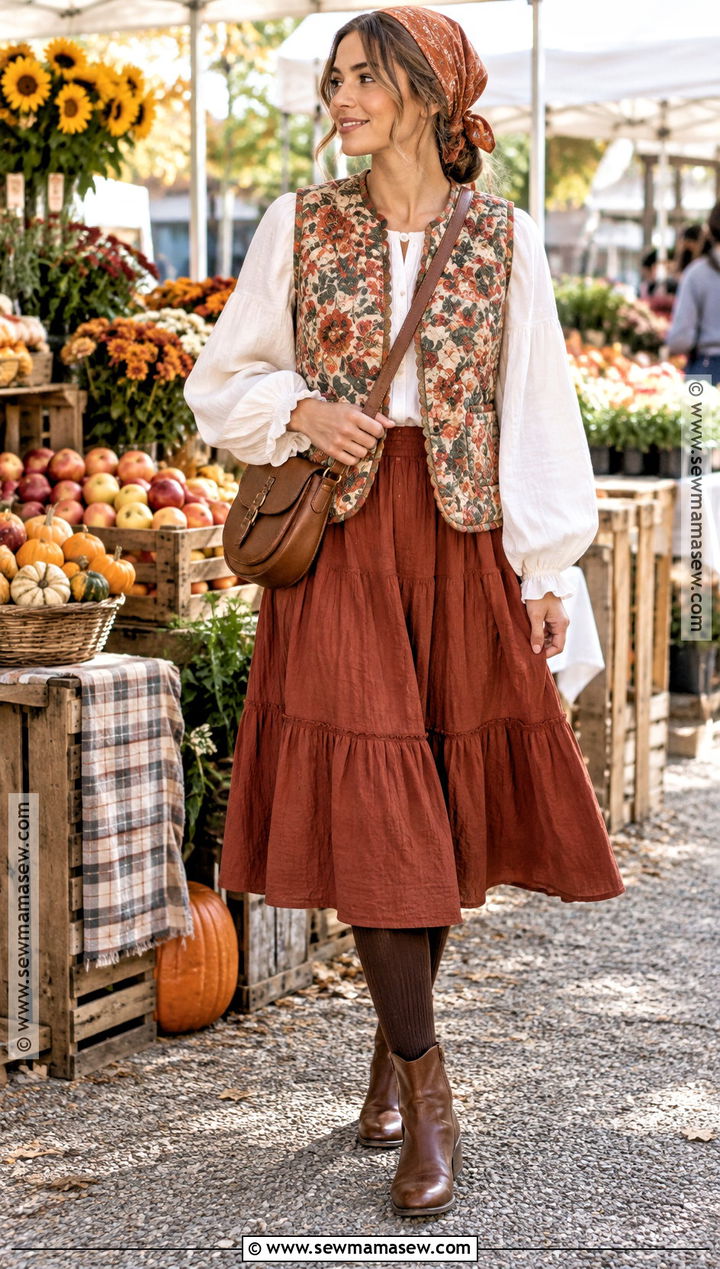 Whimsical Fall Quilted Vest Outfit - 20 Fall Outfits Whimsical