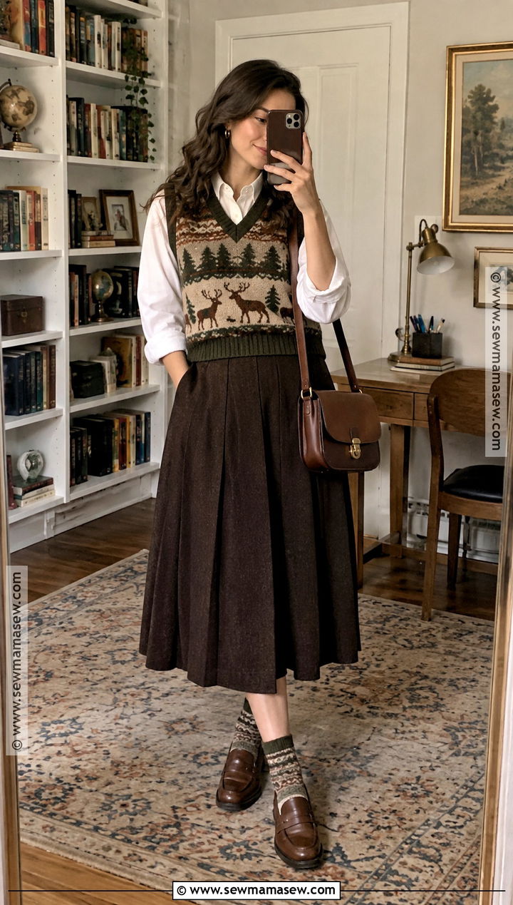 Whimsical Fall Sweater Vest Outfit - 20 Fall Outfits Whimsical