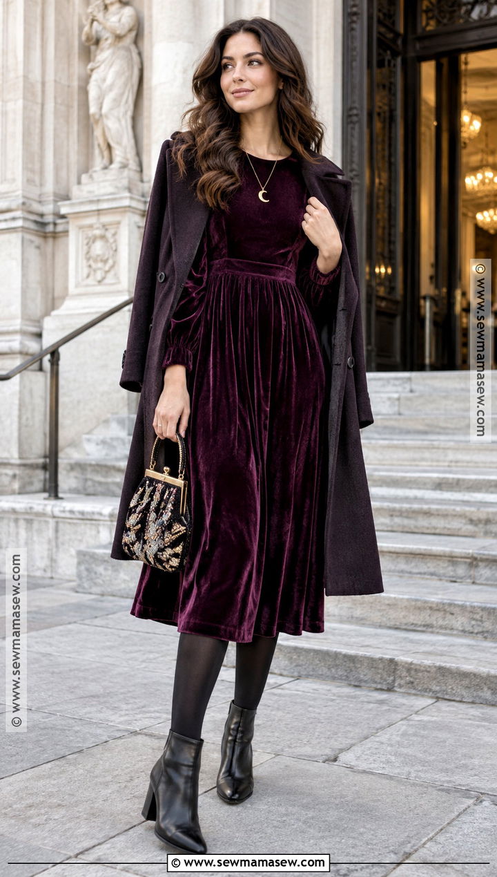 Whimsical Fall Velvet Dress Outfit - 20 Fall Outfits Whimsical