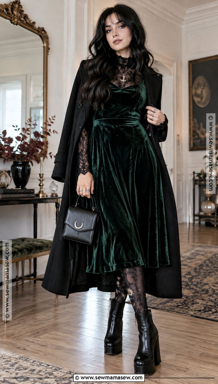 Whimsigoth Velvet Dress Fall Outfit - 25 whimsical fall outfits