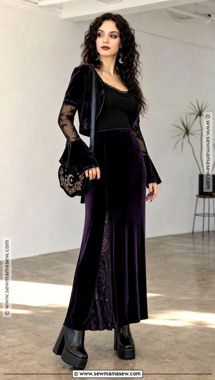 Whimsigoth Velvet Skirt Witch Outfit - 35 witch outfit aesthetic ideas