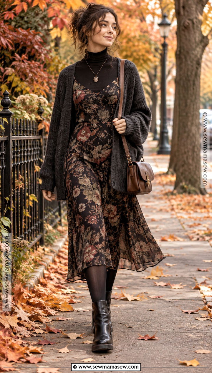 Whimsygoth Floral Slip Dress Outfit - 15 Whimsygoth Fall Outfits