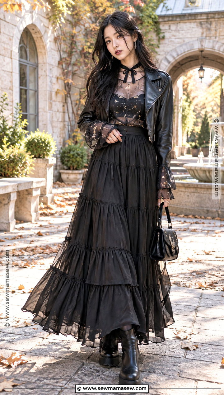 Whimsygoth Sheer Blouse And Black Maxi Skirt Outfit - 15 Whimsygoth Fall Outfits