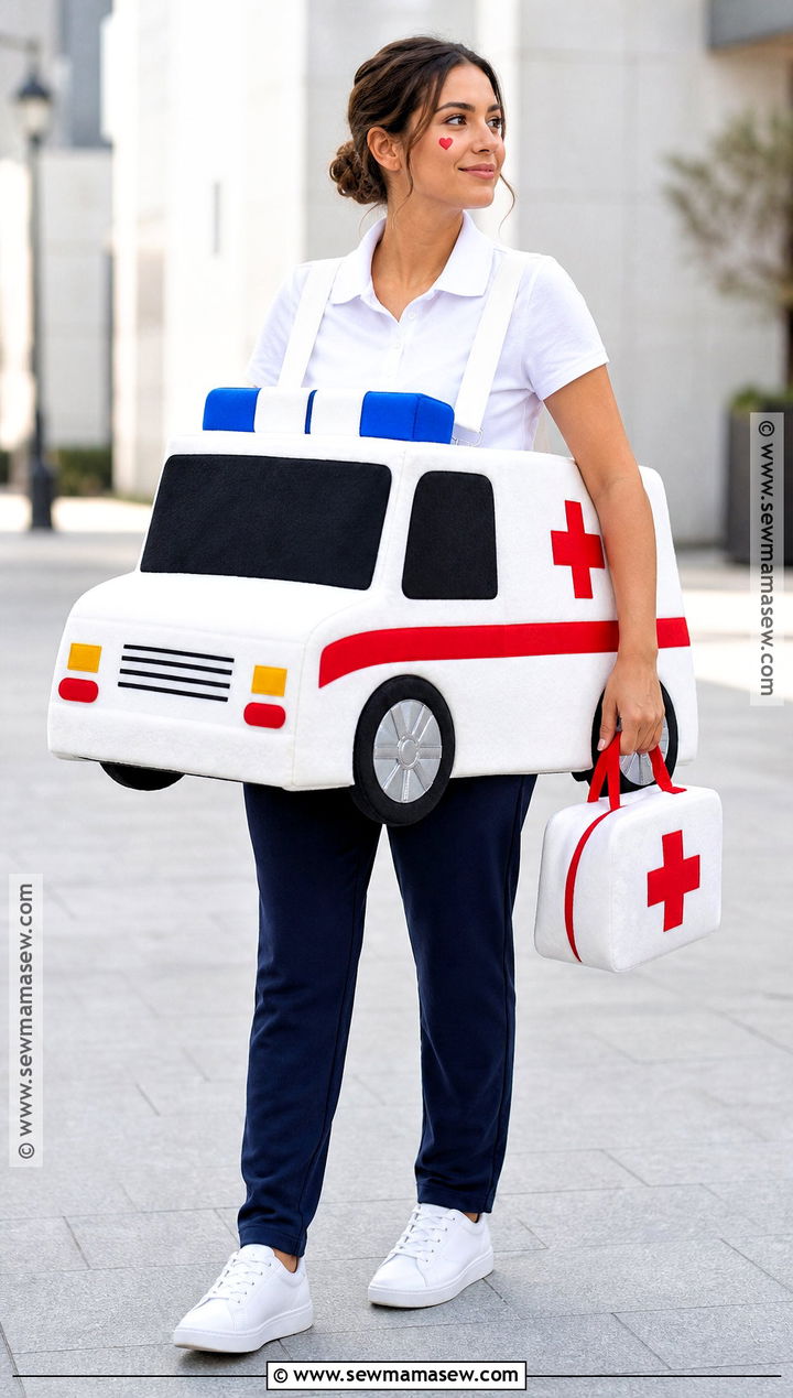 White Ambulance Car Costume - 30 car costume ideas