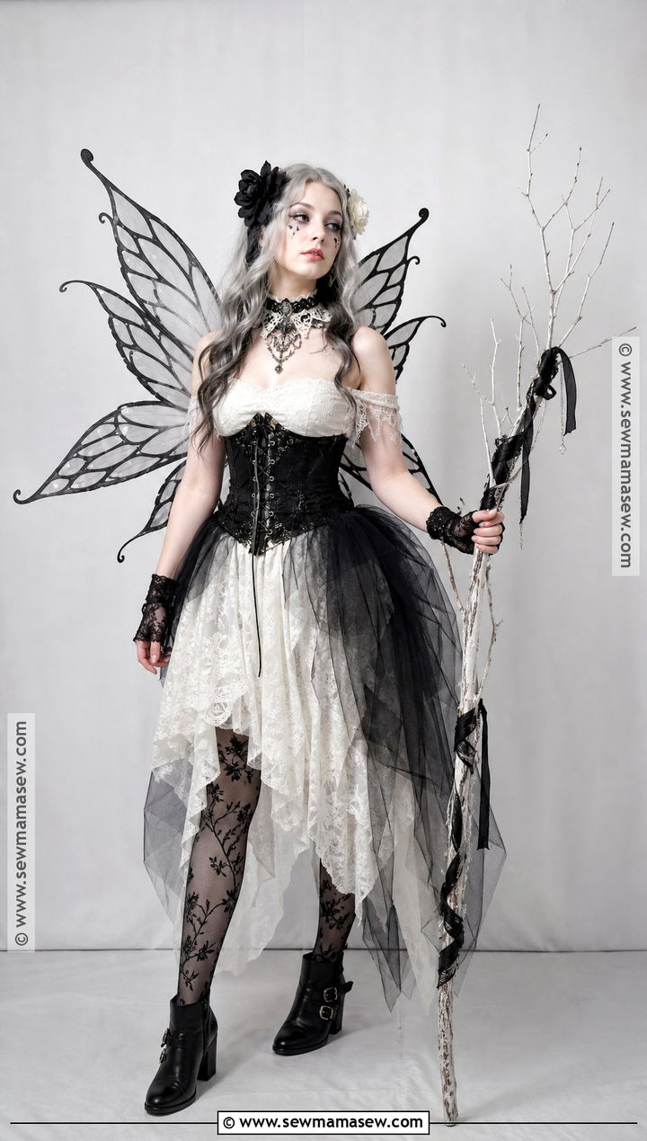 White And Black Gothic Fairy Costume - 30 Gothic Fairy Costume Ideas