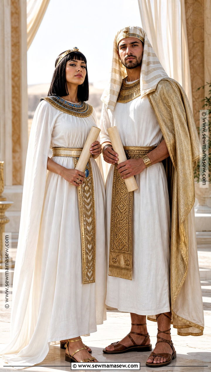 White And Gold Cleopatra Couple Costume - 30 cleopatra couple costume ideas