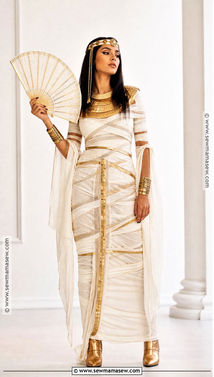 White And Gold Royal Mummy Costume - 35 mummy costume ideas for women
